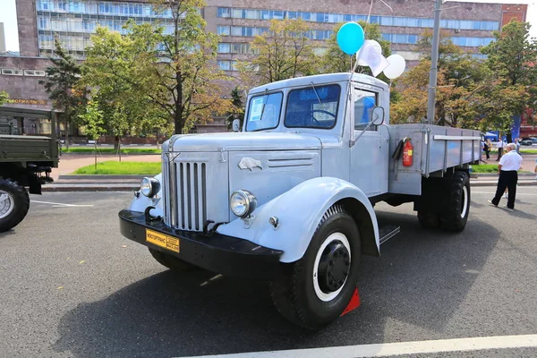 Moscú Avenida Sajarov Agosto 2015 Exposición Anual Autobuses Urbanos Antiguos — Foto de Stock