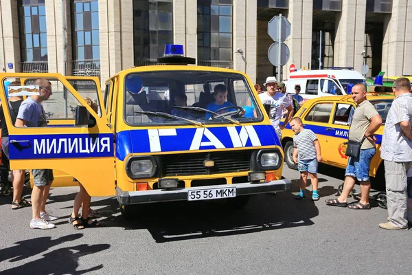 Москва Проспект Сахарова Августа 2015 Ежегодная Выставка Старых Городских Автобусов — стоковое фото