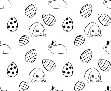 Paskalya yumurtaları ve tavşan ile vektör seamless modeli