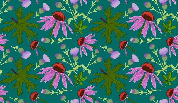 Vektorflorales Muster Mit Rosa Und Lila Blume — Stockvektor