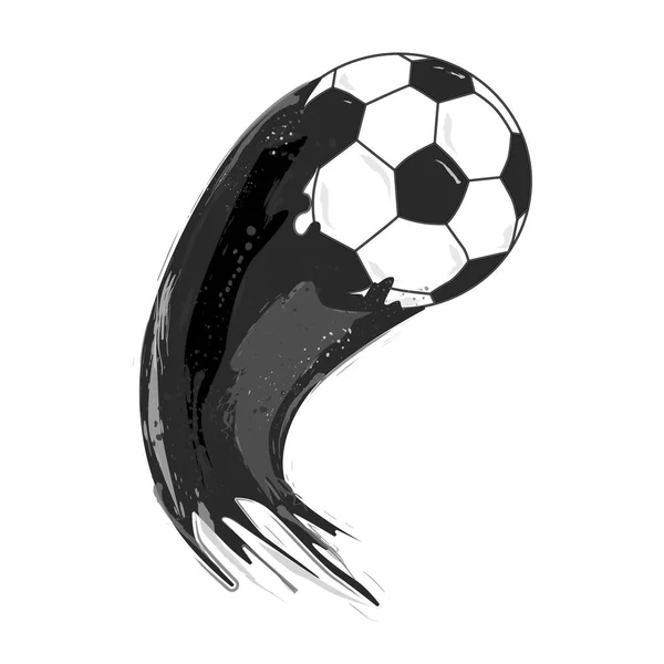 Pelota Fútbol Blanco Negro Con Cola Salpicadura Ilustración Vectorial — Vector de stock