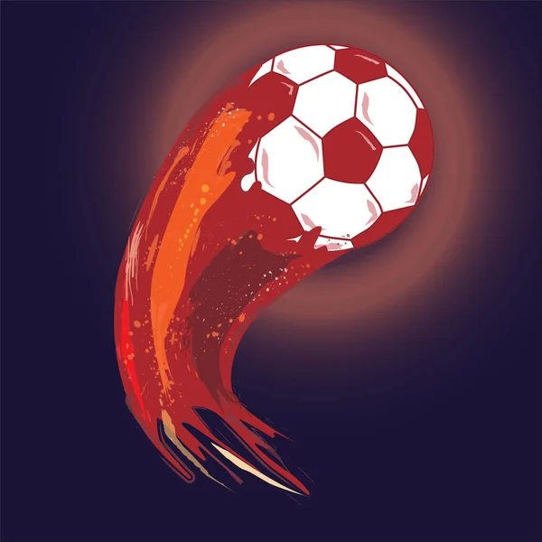 Pelota Fútbol Roja Con Cola Salpicada Ilustración Vectorial — Vector de stock