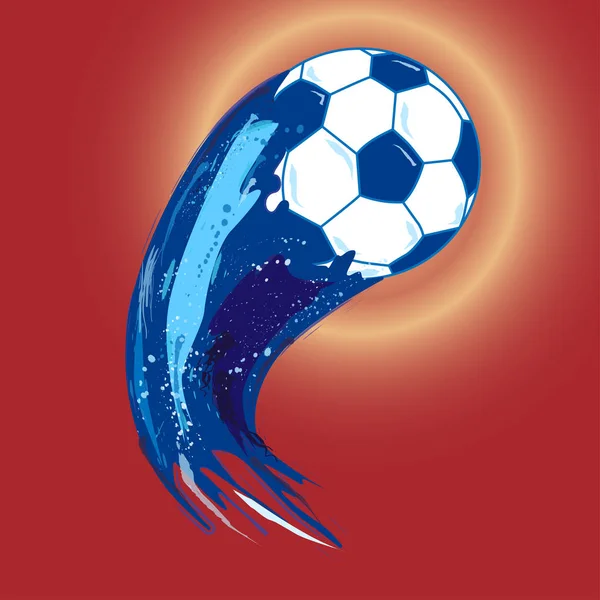 Pelota Fútbol Azul Con Cola Salpicadura Ilustración Vectorial — Vector de stock