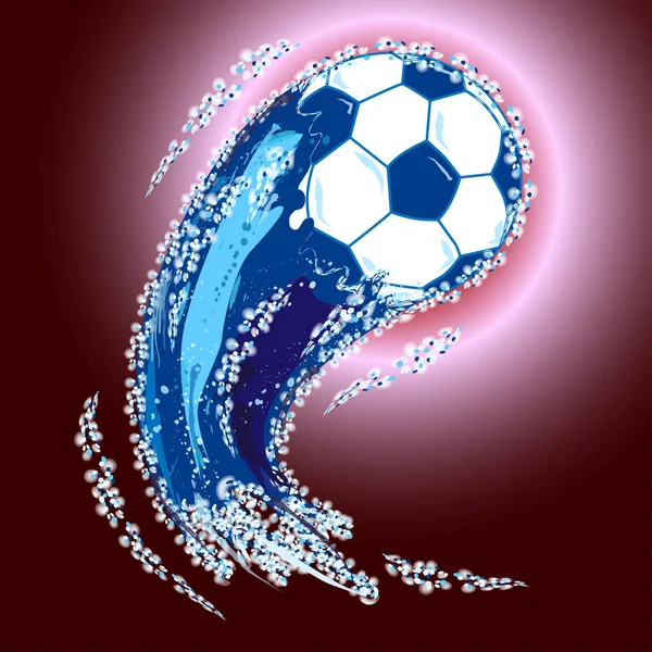 Pelota Fútbol Azul Con Cola Salpicadura Lentejuelas Ilustración Vectorial — Vector de stock