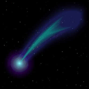 Comet on starry sky, vector illustration