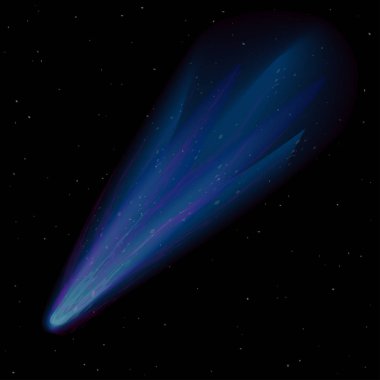 Comet on starry sky, vector illustration