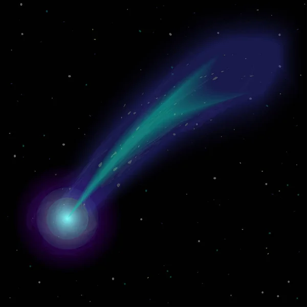 Комета Звездном Небе Векторная Иллюстрация — стоковый вектор