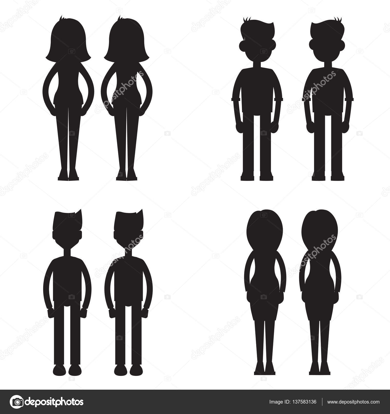 twins cartoon characters silhouettes set — Stock Vector © AnSim 137583136