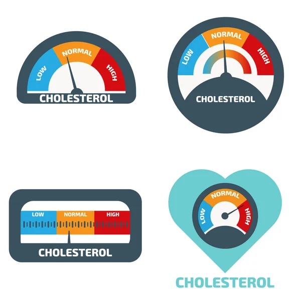 Conjunto de iconos del medidor de colesterol — Archivo Imágenes Vectoriales