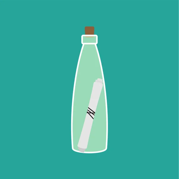 Botella con icono de nota — Vector de stock