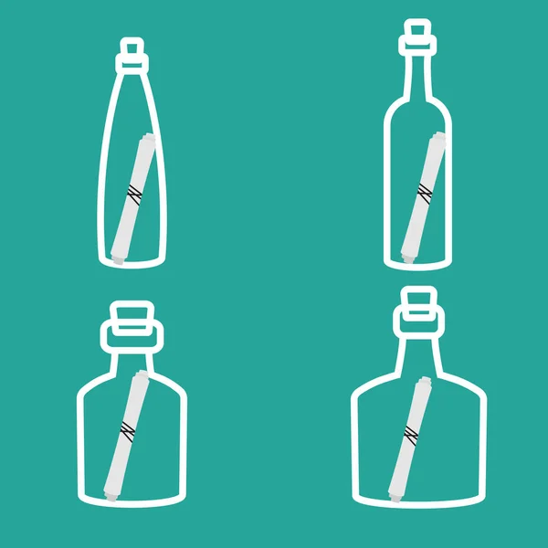 Botella con iconos de nota conjunto — Vector de stock