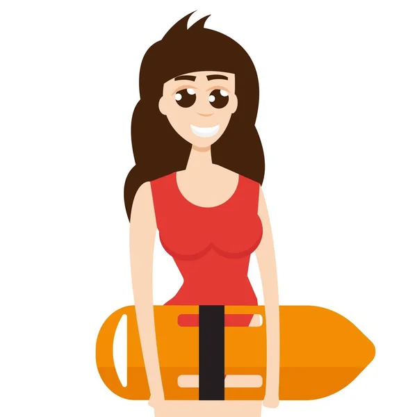 Lifeguard woman cartoon — Stock Vector