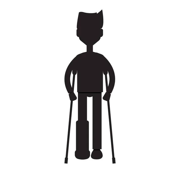 Man On Crutches ilustração — Vetor de Stock