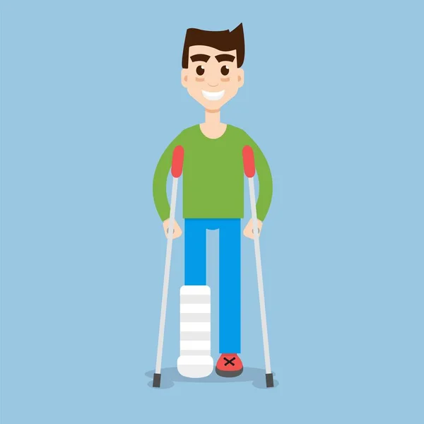 Cartoon man on crutches — Stock Vector © kenbenner 23627621
