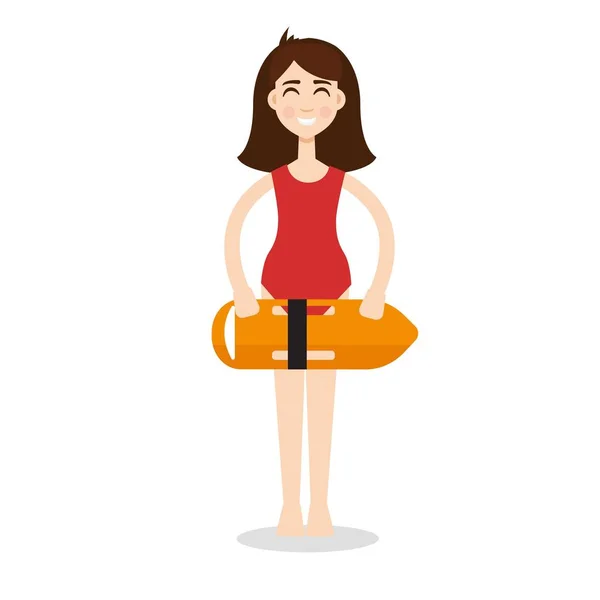 Lifeguard woman cartoon — Stock Vector