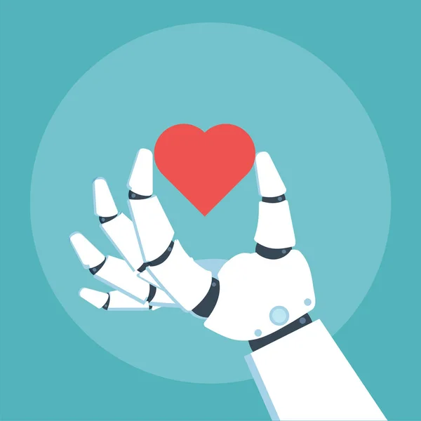 Robot arm holding heart — Stock Vector