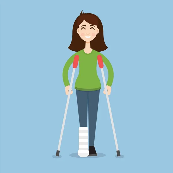 Woman On Crutches illustration — Stock Illustration Woman On Crutches illustration Vector Graphics