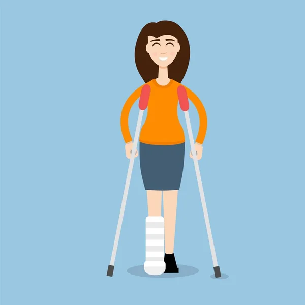 Woman On Crutches illustration — Stock Illustration Woman On Crutches illustration Stock Vector