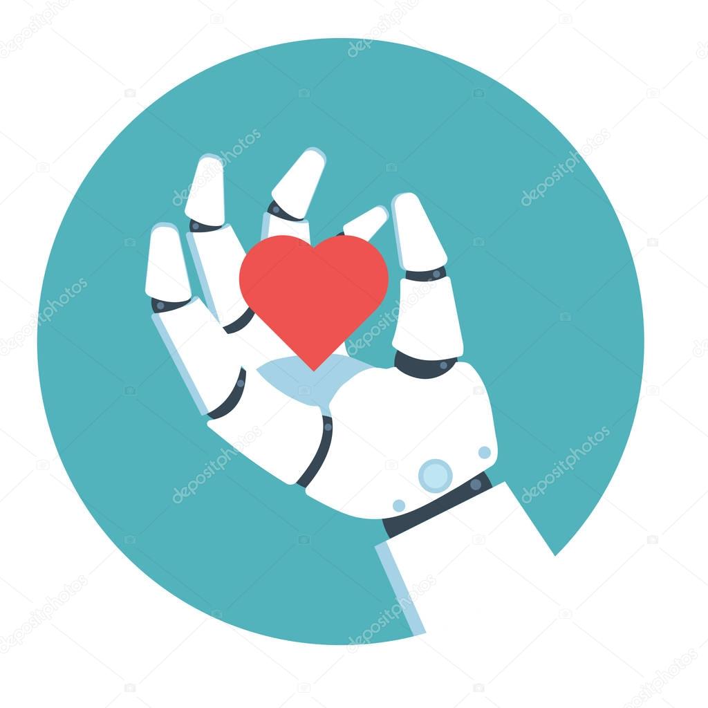 Robot arm holding heart