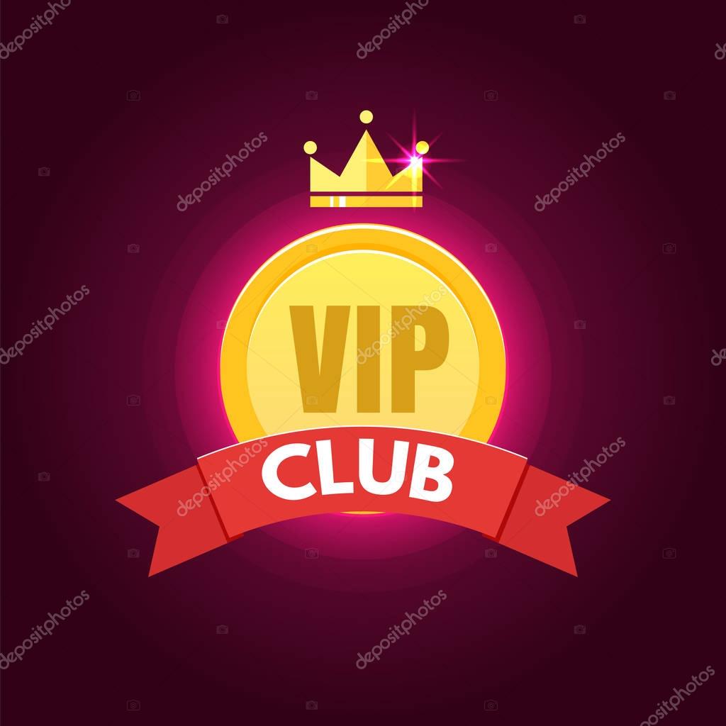 VIP club logo in flat style