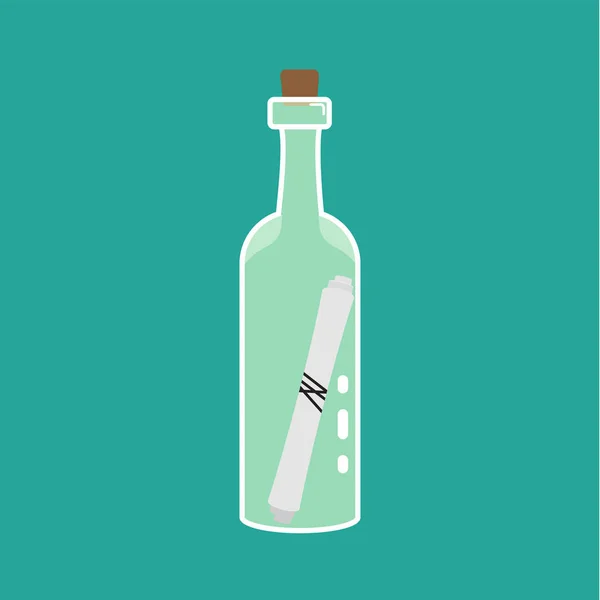 Mensaje en un icono de botella — Vector de stock