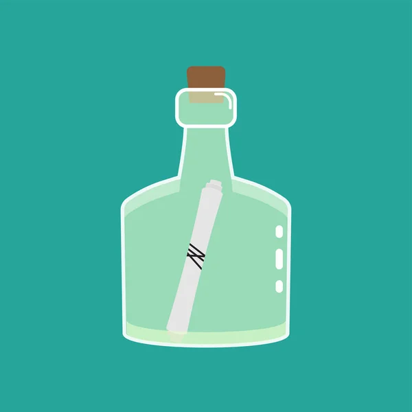 Mensaje en un icono de botella — Vector de stock