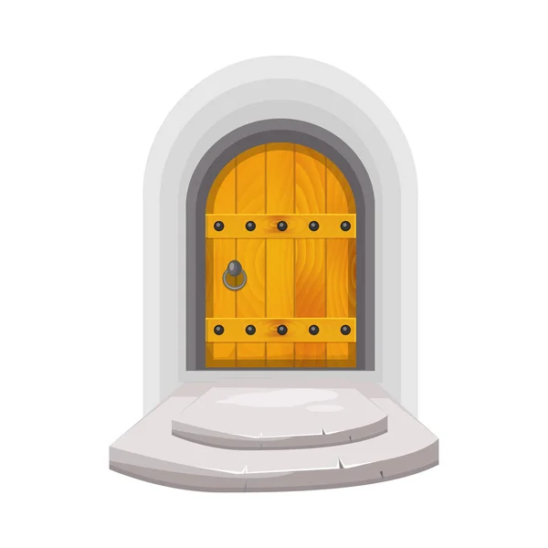 Ortaçağ ahşap kapı — Stok Vektör
