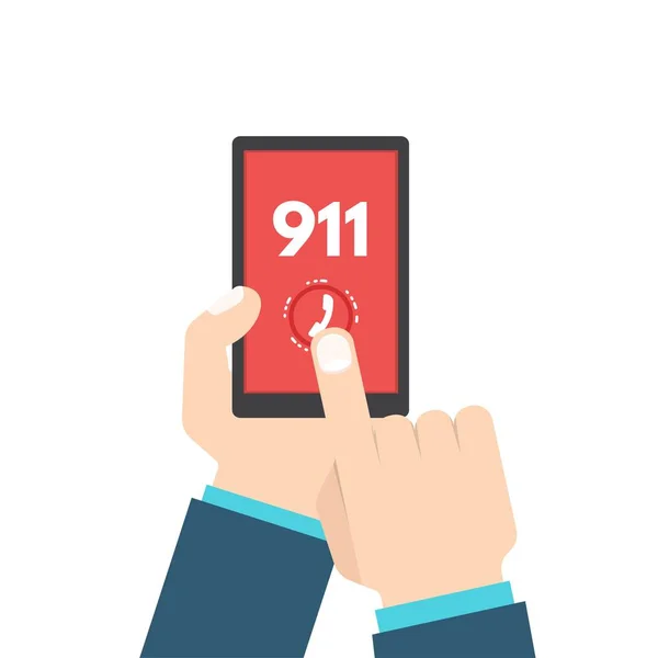911 bellen met de telefoon in handen — Stockvector