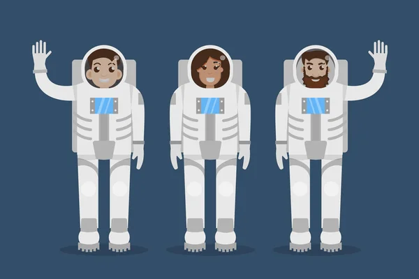 Equipa de astronautas dos desenhos animados —  Vetores de Stock