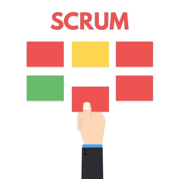 Красочные карты и текст SCRUM — стоковый вектор