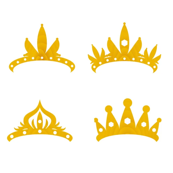 Wooden crowns icons set — Stock Vector