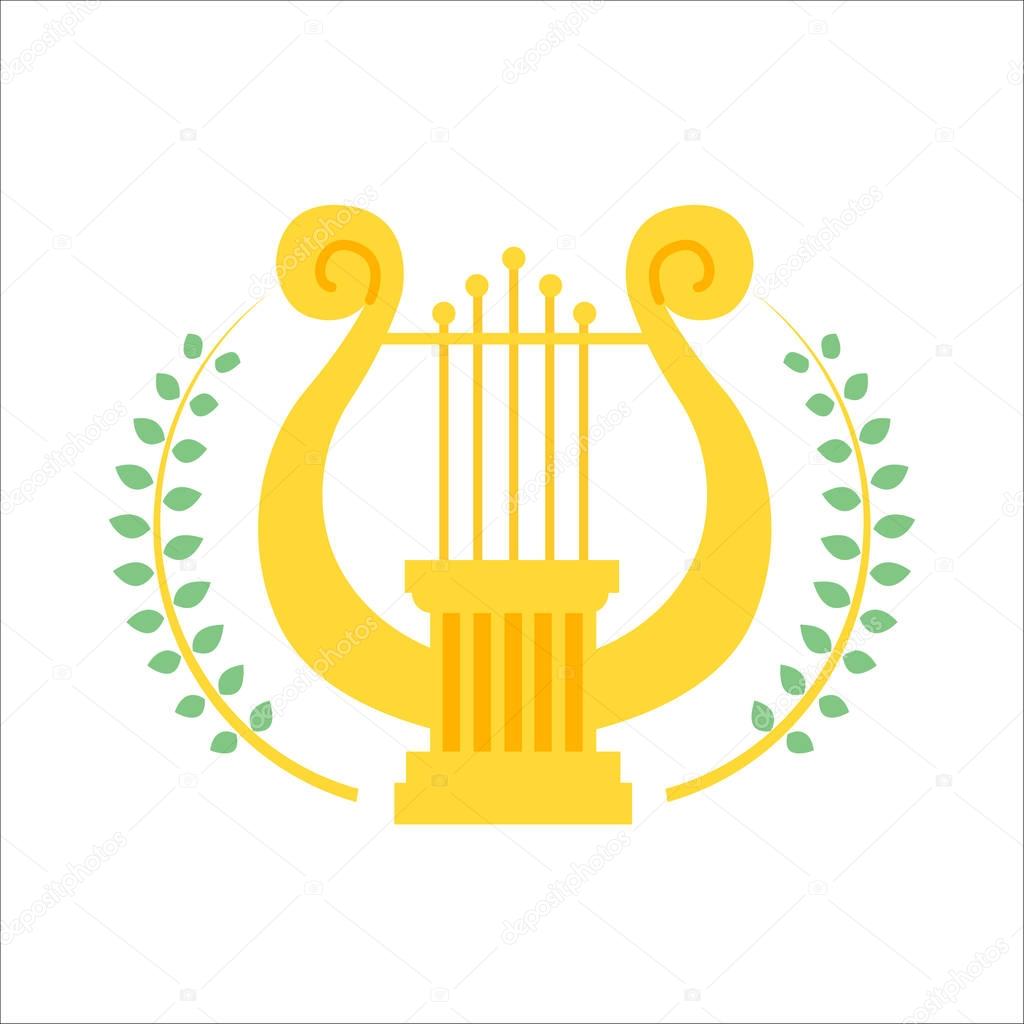 Music school logo with lyre