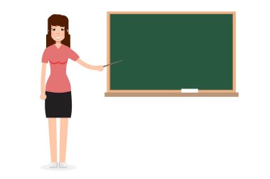 kadın öğretmen Blackboard ayakta