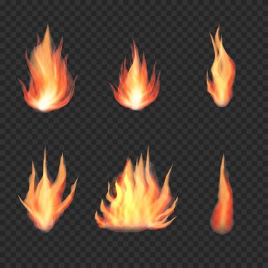 Yangın alev Icons set