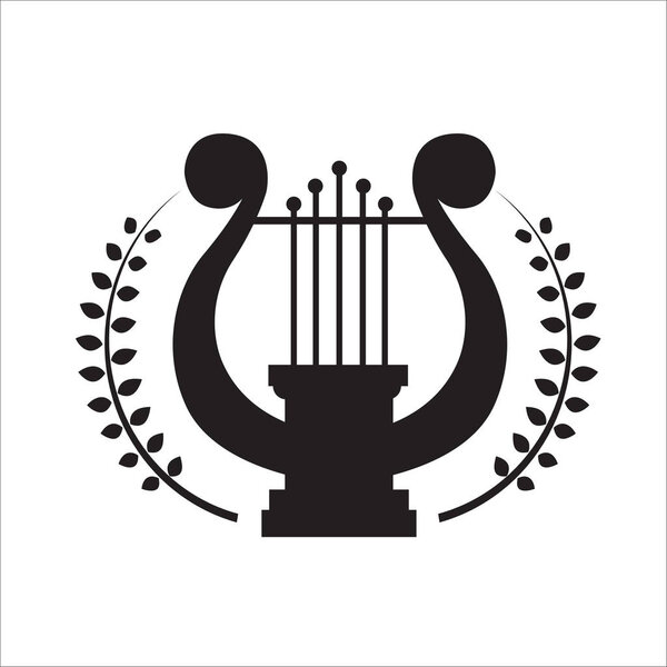 Music school logo with lyre