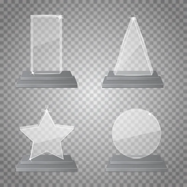 Trophée de verre icônes ensemble — Image vectorielle