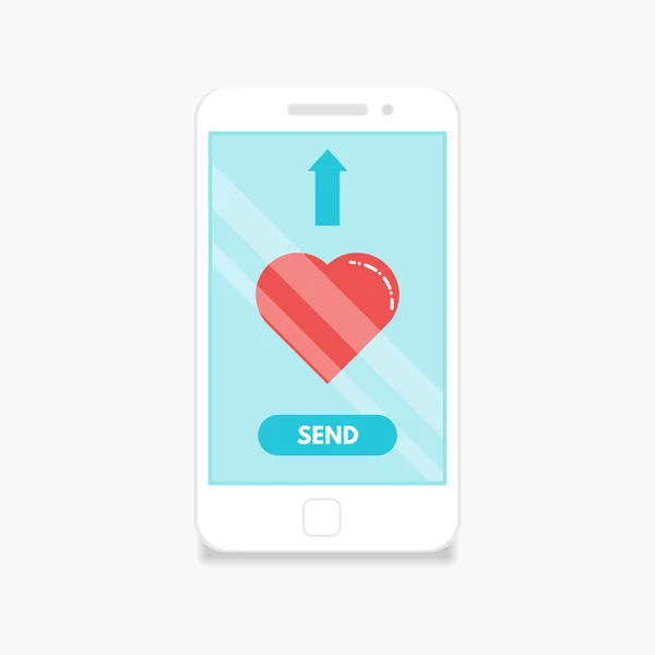 Smartphone posílání lásky srdíčko — Stockový vektor