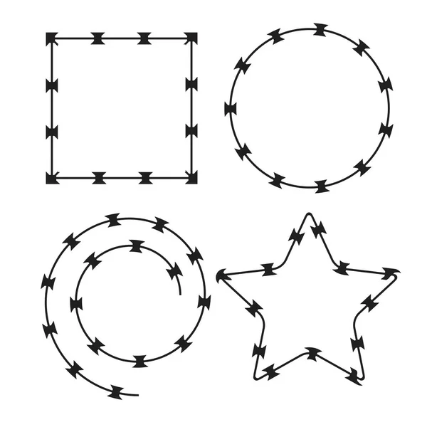 Alambre de púas marcos negros — Archivo Imágenes Vectoriales