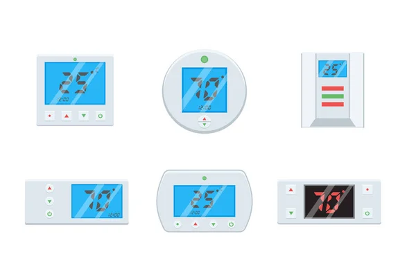 Elektronický termostat ikony nastavit — Stockový vektor