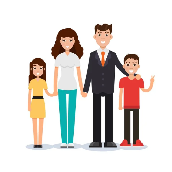 Šťastná rodina kreslené postavičky — Stockový vektor