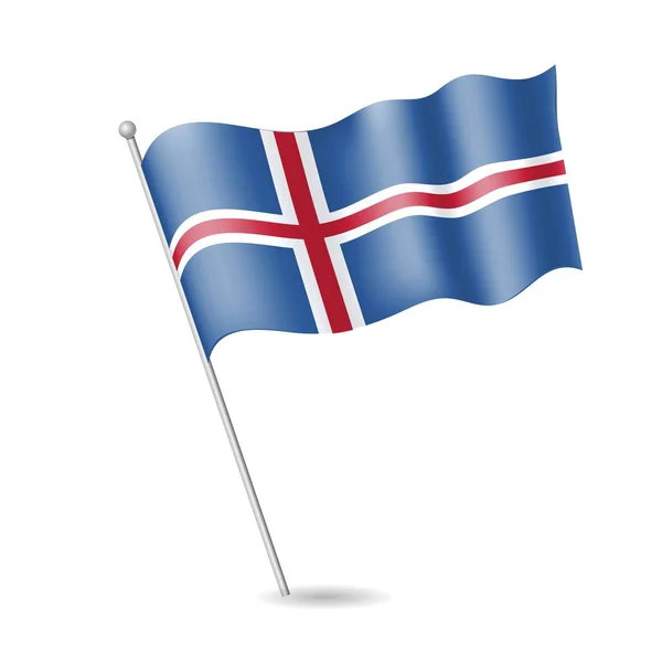 깃대에 아이슬란드의 국기 — 스톡 벡터