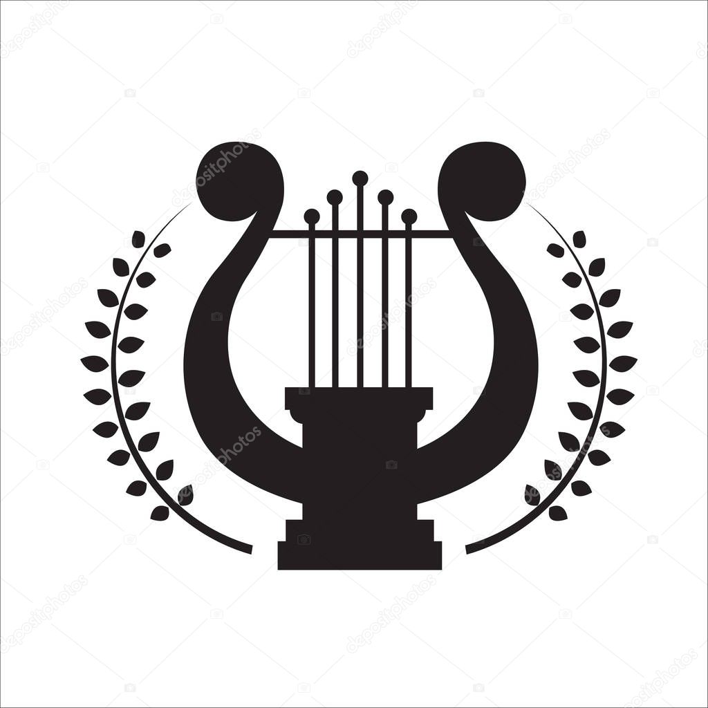 Music school logo with lyre