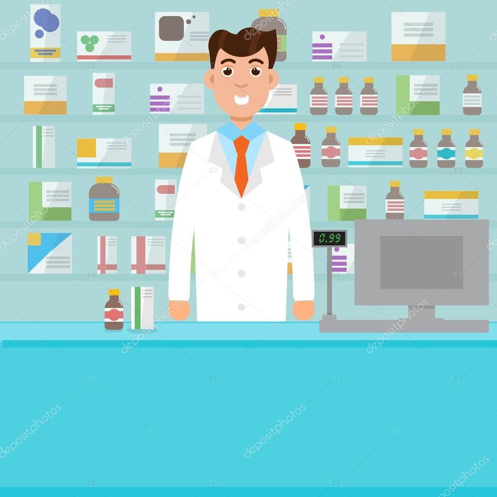 male pharmacist cartoon character