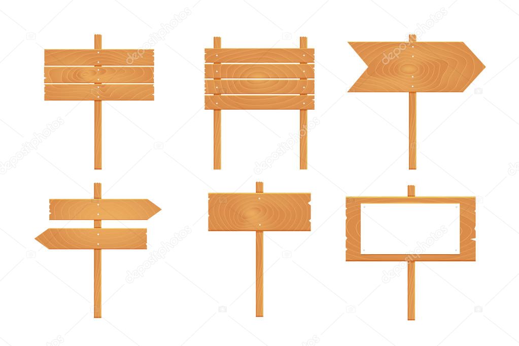 set of wooden signboards