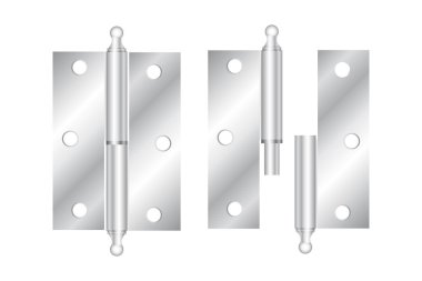 Realistic hinges stainless steel icons clipart