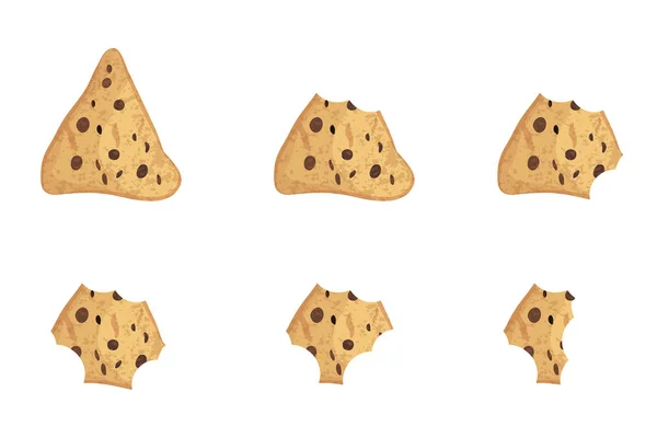 Set van Bitten chip cookies — Stockvector