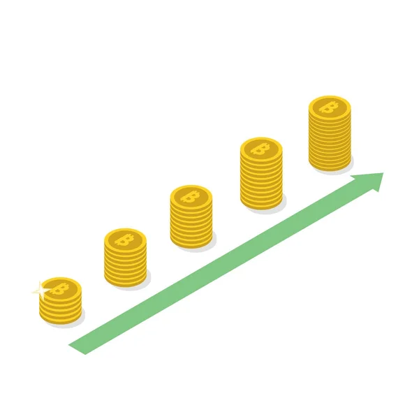 Crypto-monnaie Bitcoin concept de croissance — Image vectorielle