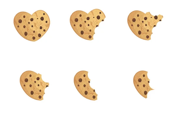 Set van Bitten chip cookies — Stockvector