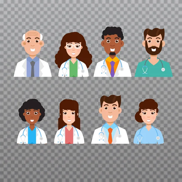 De avatar van de arts, medisch personeel pictogrammen. Vectorillustratie — Stockvector