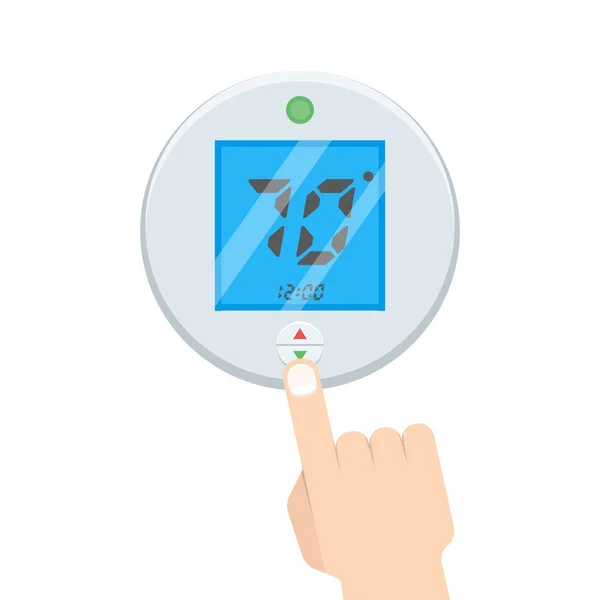 Thermostat électronique avec main — Image vectorielle